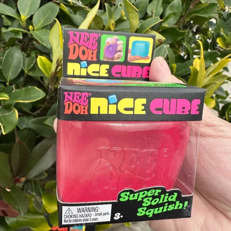 Nee Doh Nice Cube Super Solid Squish! - Blue Purple Pink