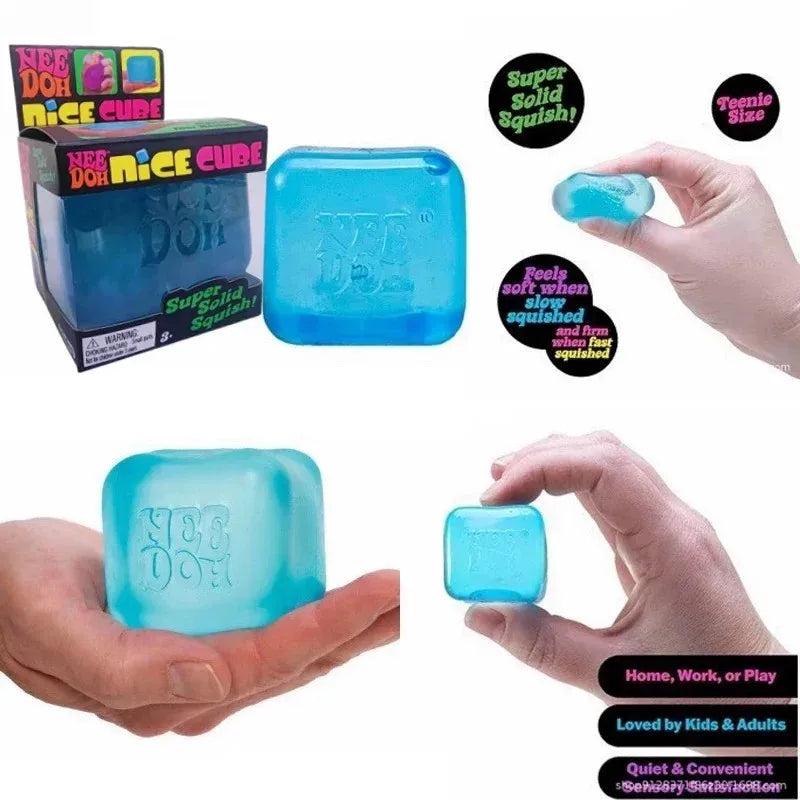 Nee Doh Nice Cube Super Solid Squish! - Blue Purple Pink