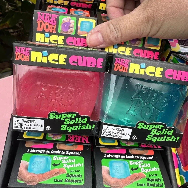 Nee Doh Nice Cube Super Solid Squish! - Blue Purple Pink