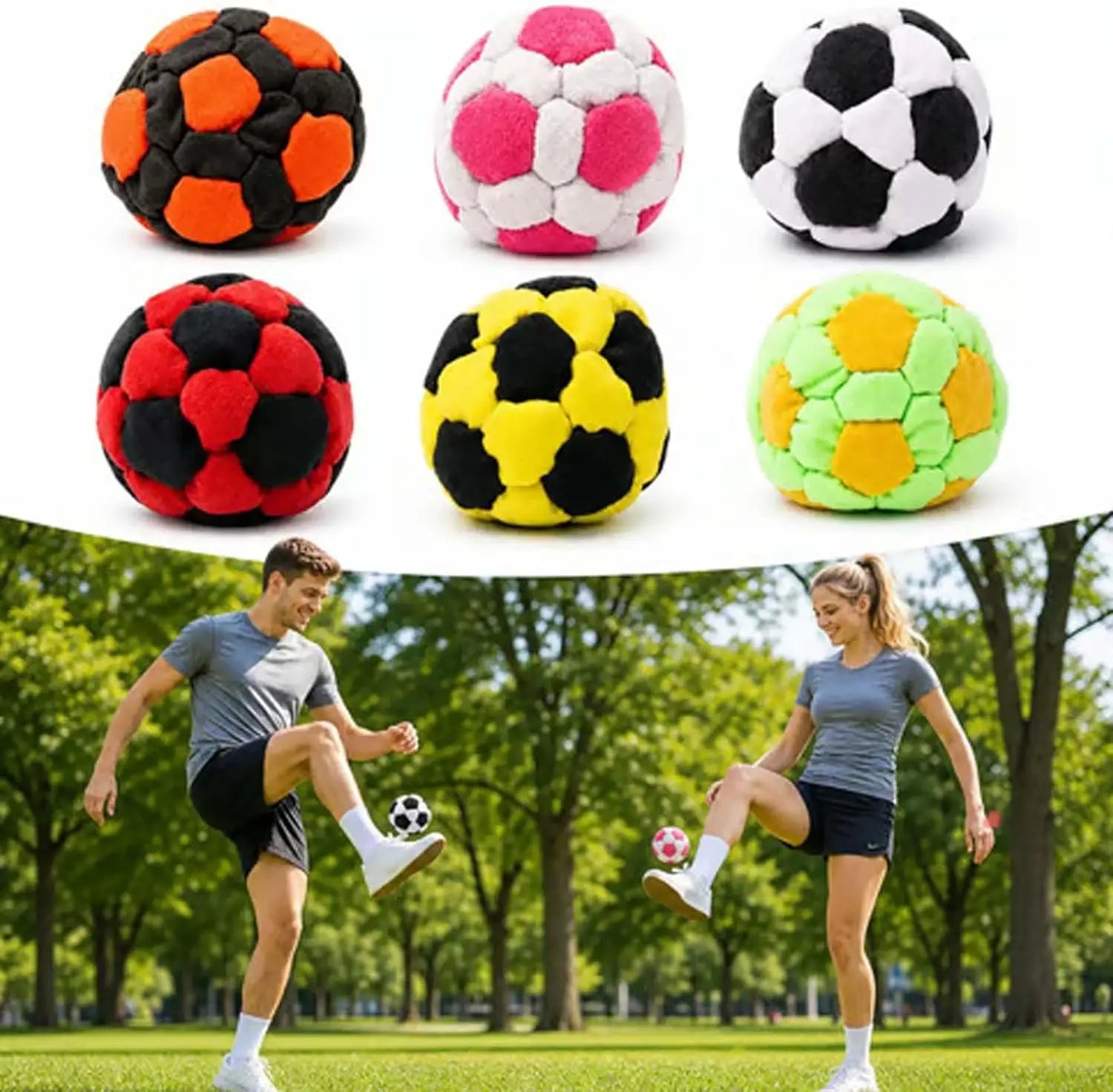 Sack Supply 6/12/24PCS Hacky Sack, Handmade Crochet Footbag Juggling Balls for Adults Beginners Outdoor Party