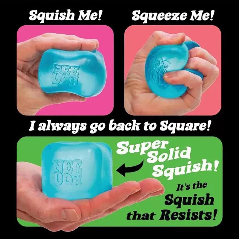 Nee Doh Nice Cube Super Solid Squish! - Blue Purple Pink